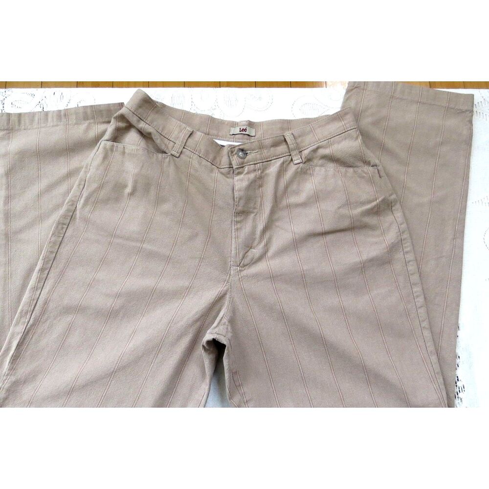 Lee Rider's Vitnage Tan Rivera Stripe Pants High Waist Size 12M  EUC